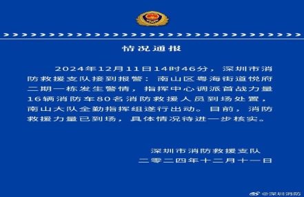 
                    深圳消防：南山区一住宅发生警情，具体情况待进一步核实
               