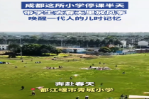 小学停课半天 带学生去春天里放风筝