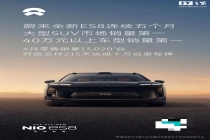 蔚来全新 ES8 上月销量超 1.3 万台，连续五个月获大型 SUV 和 40 万元以上车型销量冠军
