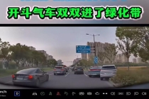 两车斗气相撞冲入绿化带 司机被拘 斗气驾驶引热议